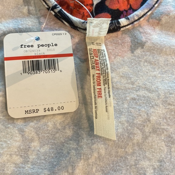 FREE PEOPLE NWT bodysuit in multi colored black with florals - Picture 7 of 10
